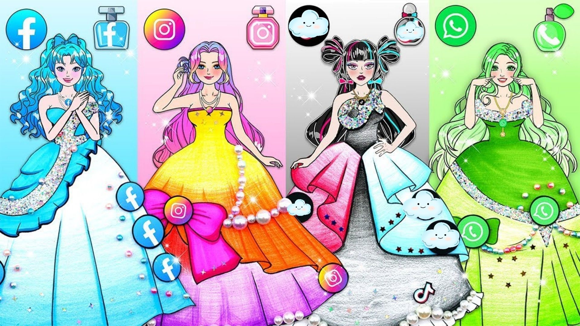 剪纸动画:灰姑娘挑战制作水晶公主裙,四种风格你最喜欢谁呢?