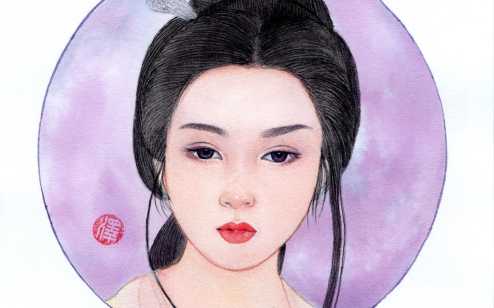 【水彩】美人犹似画中仙