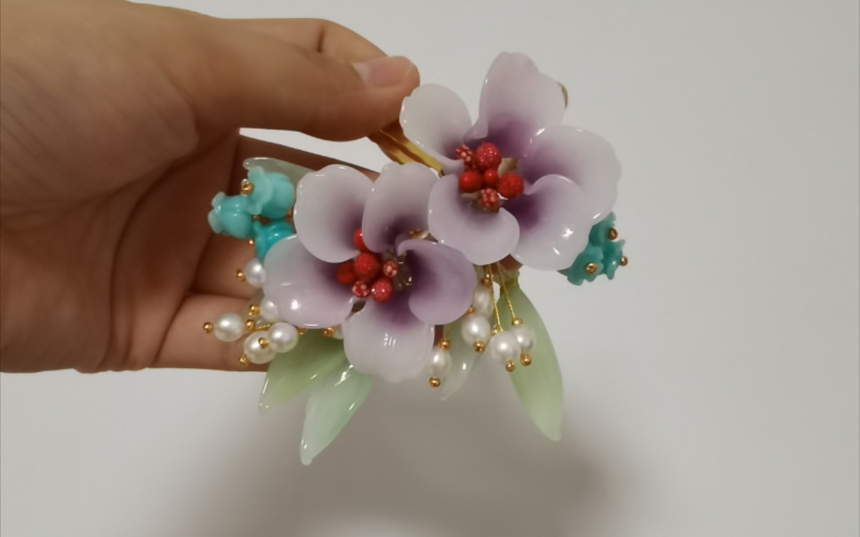 【出簪】【料器】2月7日打卡,一只紫色的料器花花发簪