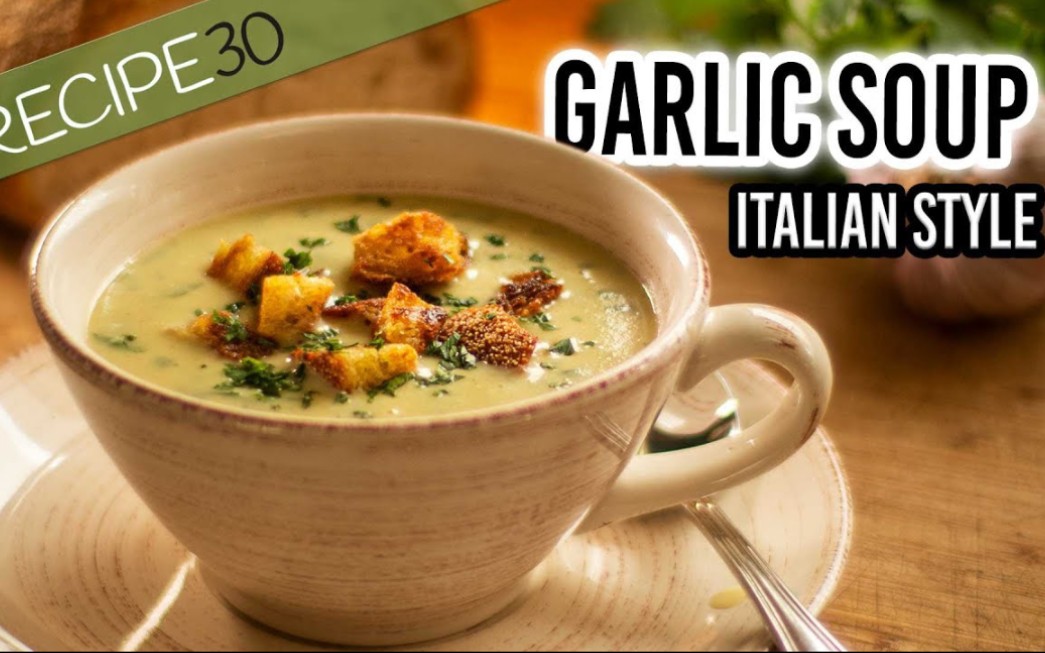 garlic soup italian style with crispy croutons