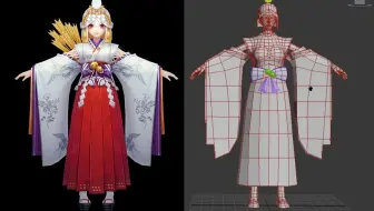 【3dmax游戏建模】阴阳师游戏人物角色模型建模，3dmax零基础布线教程