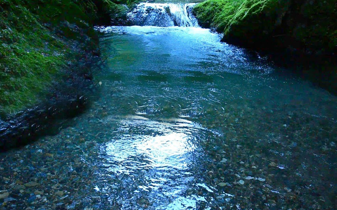 小溪从间流淌过,缕缕微风,丝丝凉意,瀑布飞流,峡谷幽深,森林深处,水声欲穿耳而过.站在悬崖峭壁,向下俯视,深浓的绿色,伴随着水声,生灵的叫...