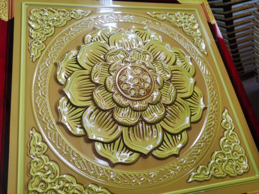 佛堂寺庙吊顶板古建筑园林四合院牌坊园林集成吊顶藻井浮雕金箔材料