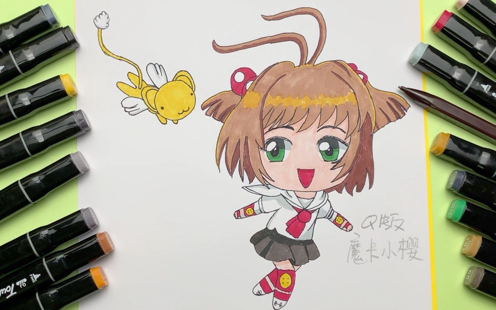 手绘q版的魔卡百变小樱还有她的可爱小精灵你喜欢吗