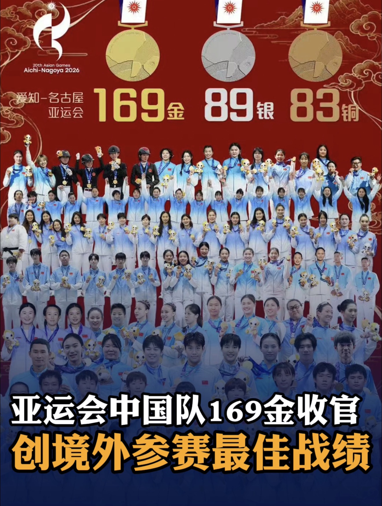亚运会中国队169金收官，创境外参赛最佳战绩，毕焜将担任中国代表团旗手
