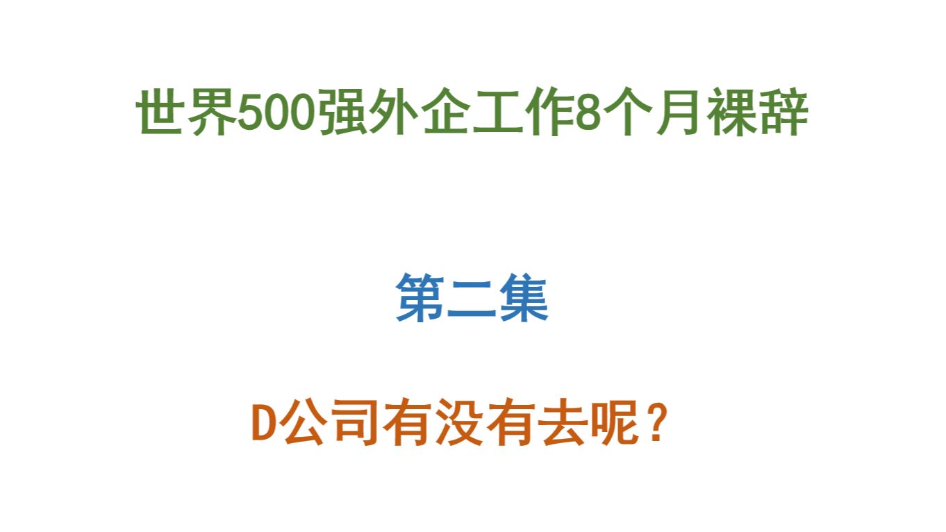 【应届生外企工作8个月裸辞第二集】D公司有没有去呢?哔哩哔哩bilibili