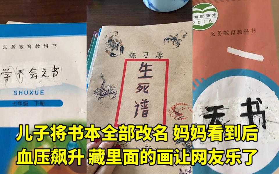 [图]儿子将书本全部改名，妈妈看到后血压飙升，藏里面的画让网友乐了 网友：让孩子学画画吧