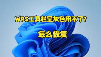 WPS工具栏呈灰色用不了？怎么恢复
