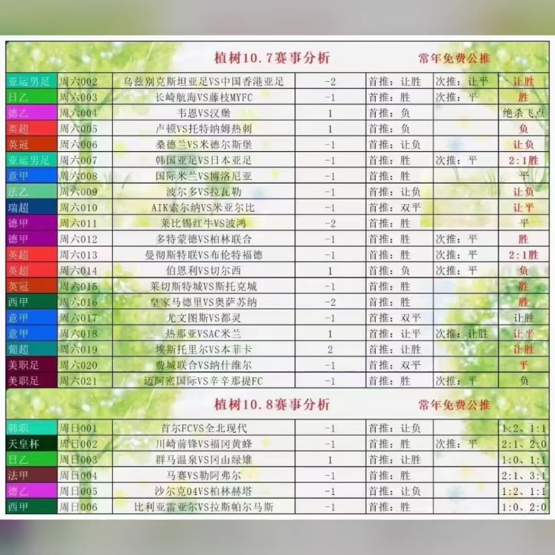 [图]10.8植树精选扫盘，人工智能大数据参考，每日竞彩足球推荐分析预测！！