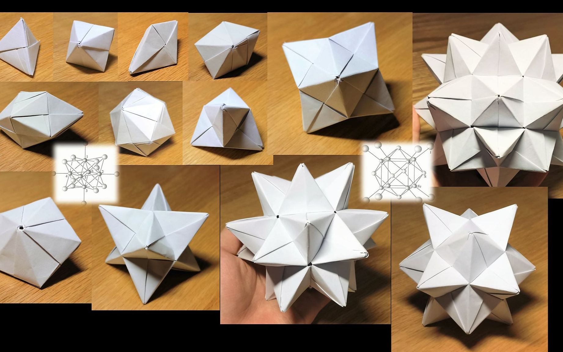 【折纸】折一种零件,然后拼出15种多面体