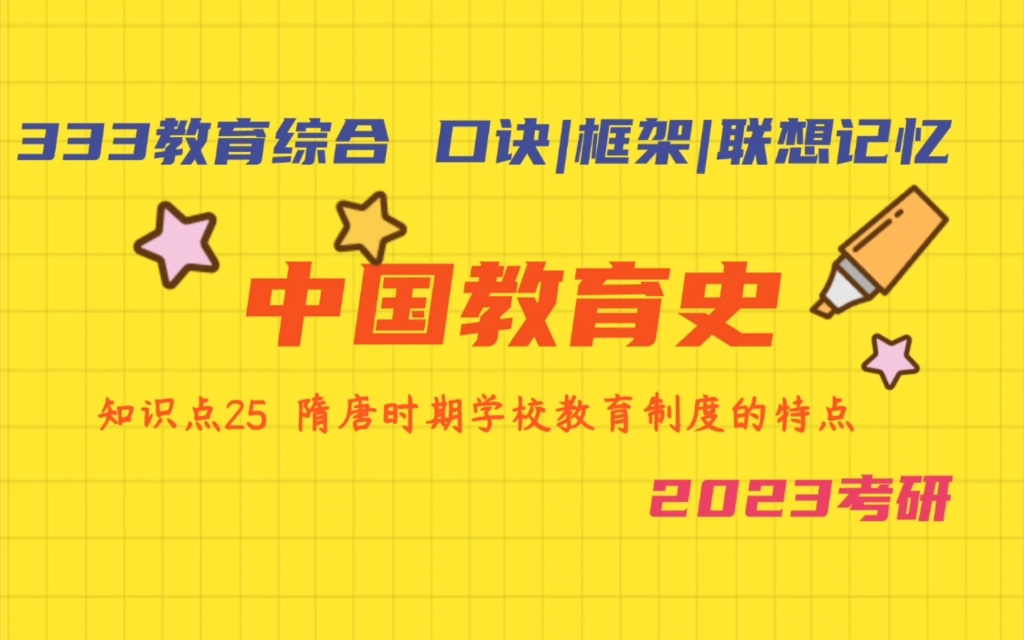 333教育综合带背 中国教育史知识点:隋唐时期学校教育制度的特点 2023考研加油哔哩哔哩bilibili