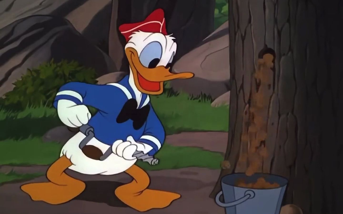 唐老鸭夺取松鼠全部的核桃遭到松鼠兄弟的报复.