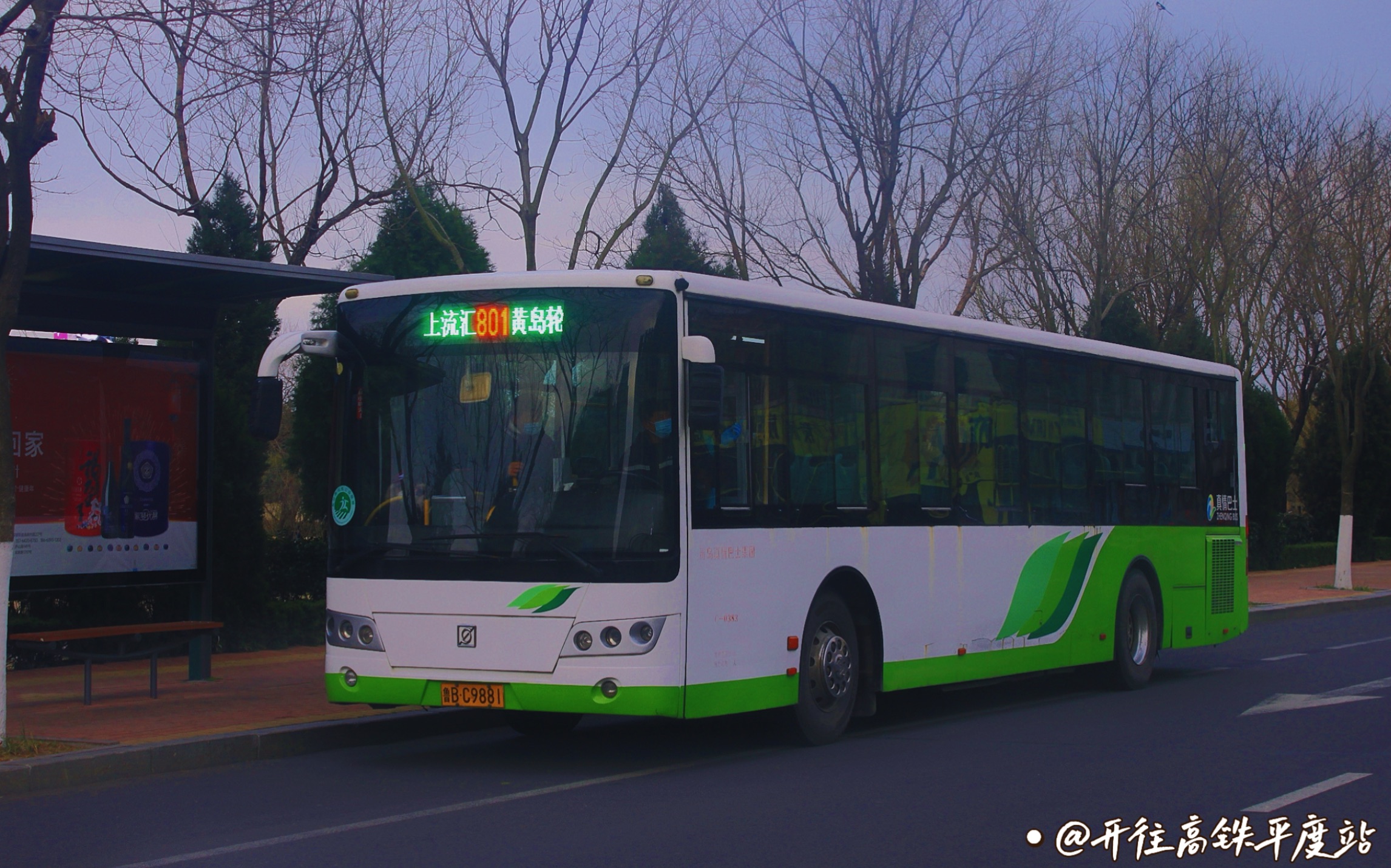 pov040青岛真情巴士801路swb6116mg支援车黄岛轮渡上流汇全程前方展望