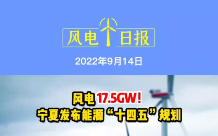 9月14日风电要闻:风电17.5GW!宁夏发布能源“十四五”规划;青海:风光大基地年底建成并网3GW;全国首个备案制风电项目落地河北张家口 #风电政...