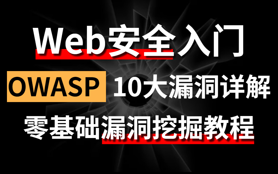 web安全入门必学,OWASP 10大漏洞挖掘零基础详解,24小时带你掌握web安全十大常见漏洞挖掘,全程项目实战,手把手保姆级教学哔哩哔哩bilibili