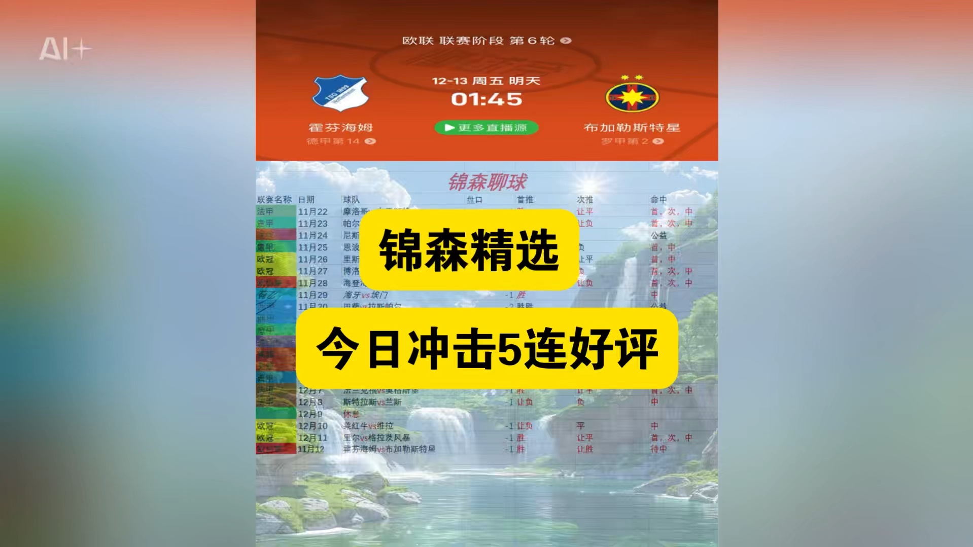 欧协联.霍芬海姆vs布加勒斯特星.12月12日锦森精选.哔哩哔哩bilibili