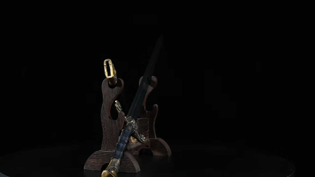 龙泉宝剑·百炼花纹钢锰钢一体刀剑-誓约之剑