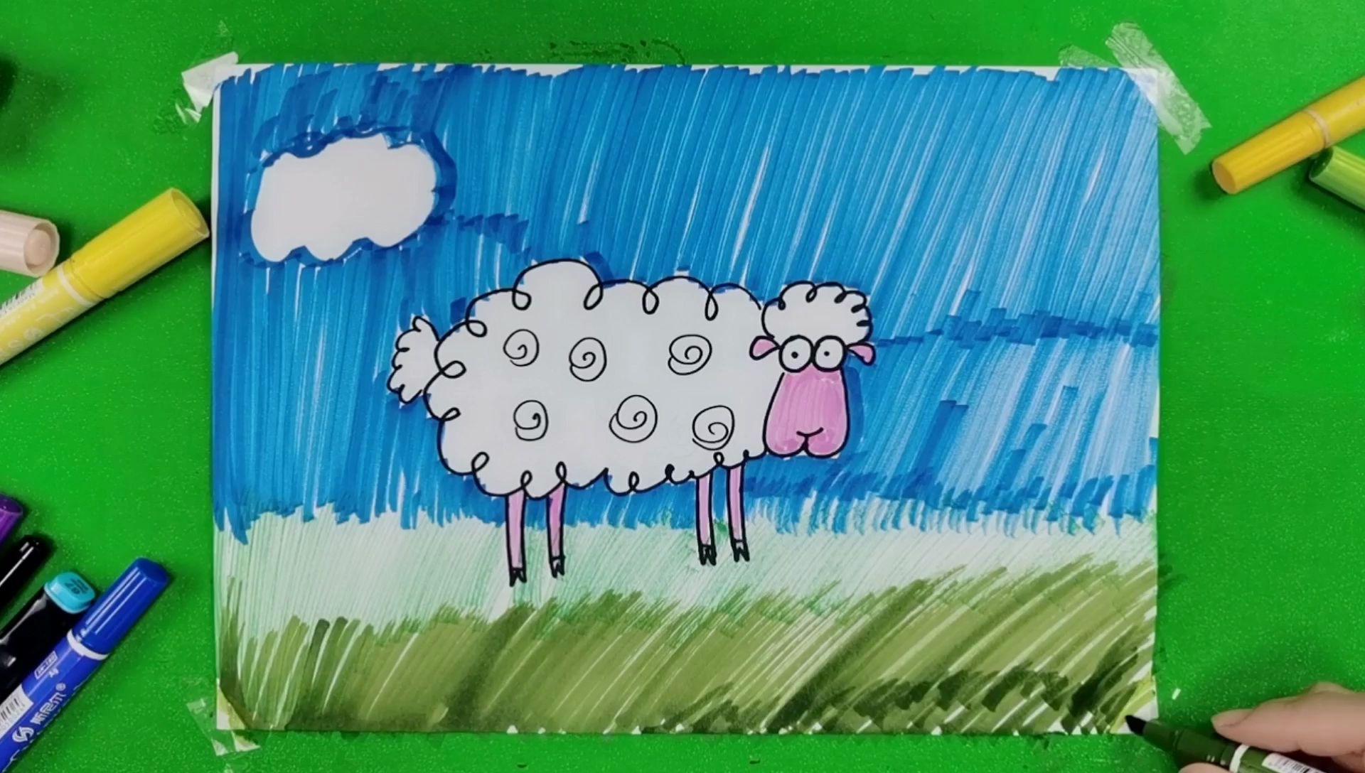 小绵羊15儿童画可爱的小绵羊太可爱了快来跟宏宏姐姐一起画吧