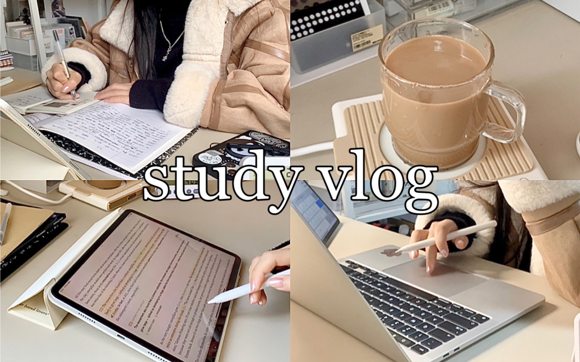 study vlog 85|宅家高效学习8.5H|学到上头|在家里大桌上学习太爽啦!|热奶茶|雅思|扇贝阅读|听力练习|背单词|论文 study with me哔哩哔哩bilibili