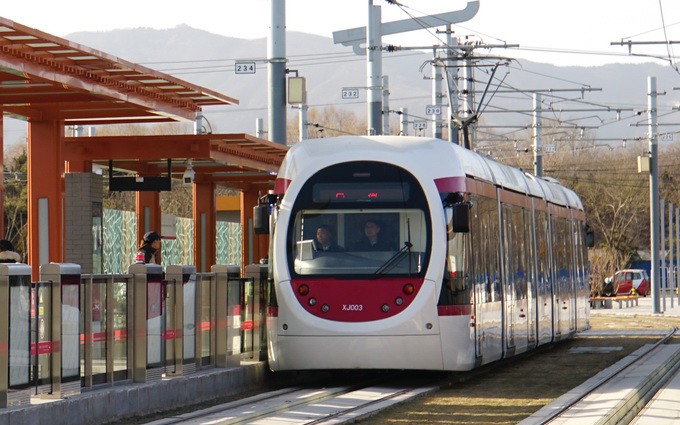 京pov0151北京地铁西郊线北京公交有轨电车西郊线巴沟至香山全程第一