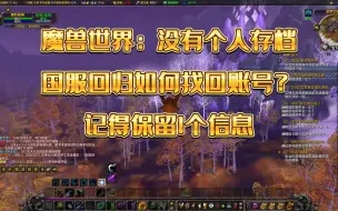 Download Video: 魔兽世界：没有个人存档，国服回归如何找回账号？记得保留1个信息