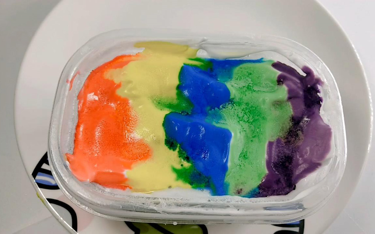 自制五彩绵花泥史莱姆,彩虹一般的颜色,无硼砂色彩控_哔哩哔哩_bili