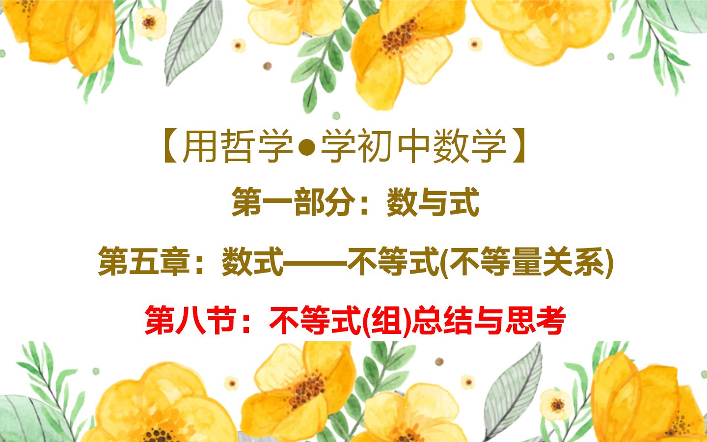 【哲学初中数学】158数与式:不等式:不等式总结与思考(1)哔哩哔哩bilibili