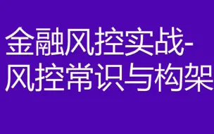 Download Video: 金融风控实战-风控常识与构架介绍