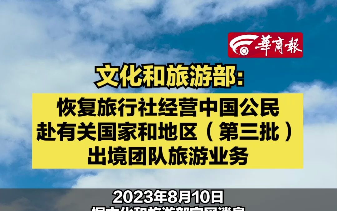 【文化和旅游部:恢复旅行社经营中国公民赴有关国家和地区(第三批)出境团队旅游业务】哔哩哔哩bilibili