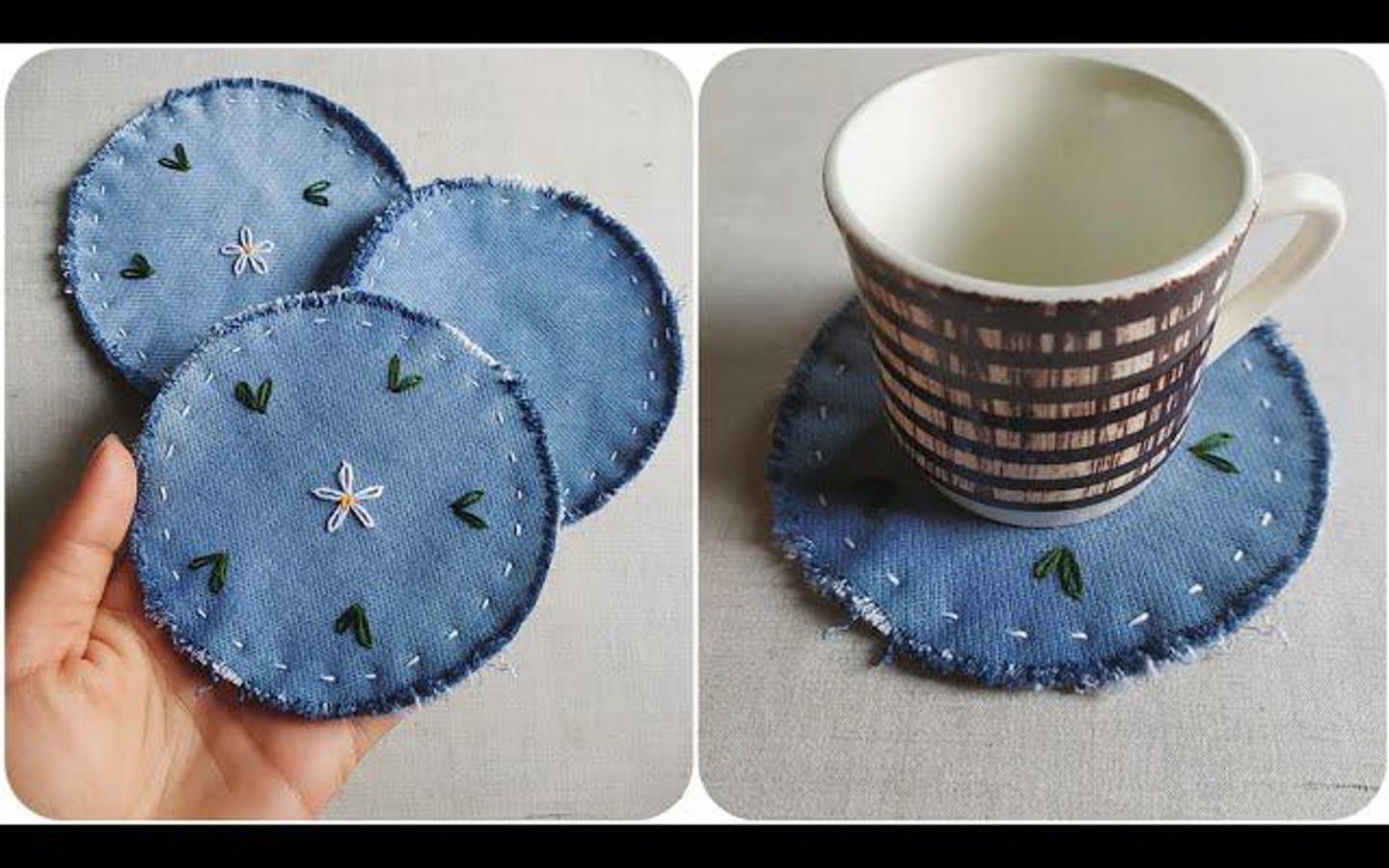 diy刺绣牛仔杯垫-让我们一起探索