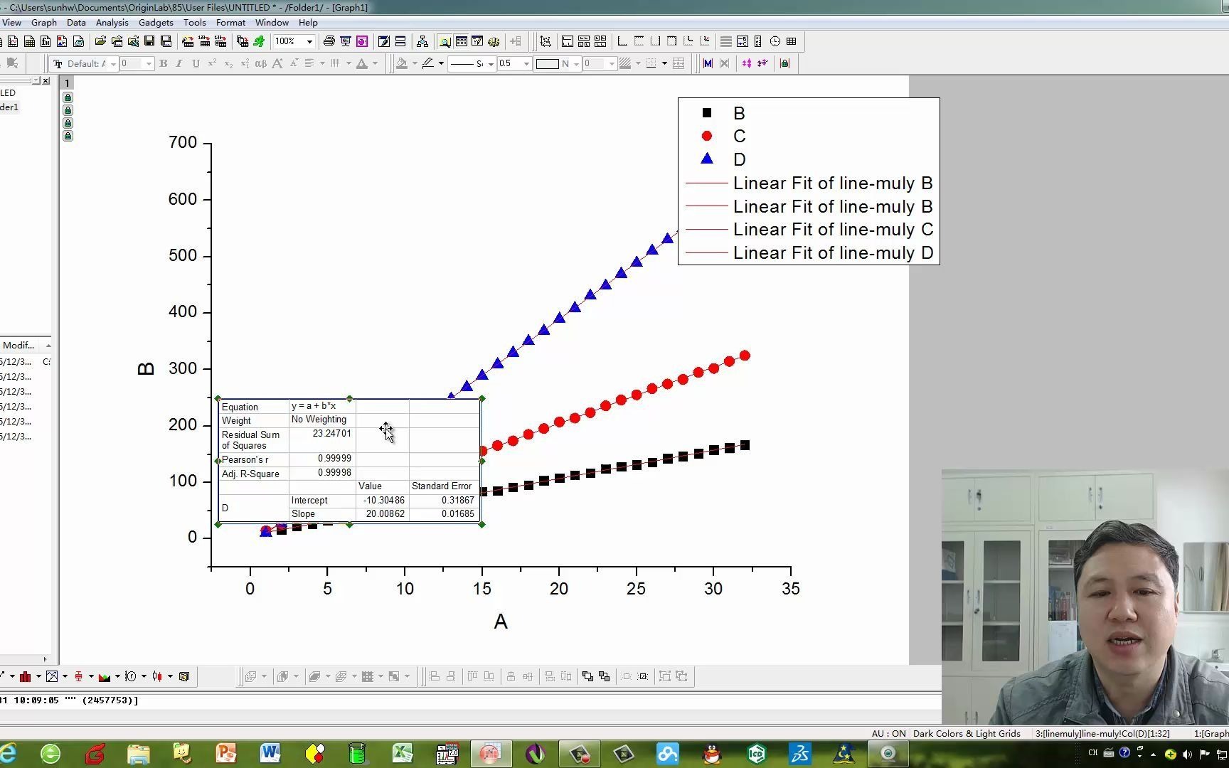 Origin 线性拟合III 多组数据拟合哔哩哔哩bilibili