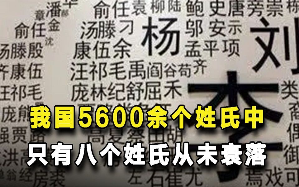 我国5600余个姓氏中只有8个姓氏从未衰落,看一下有你的姓氏吗?哔哩哔哩bilibili