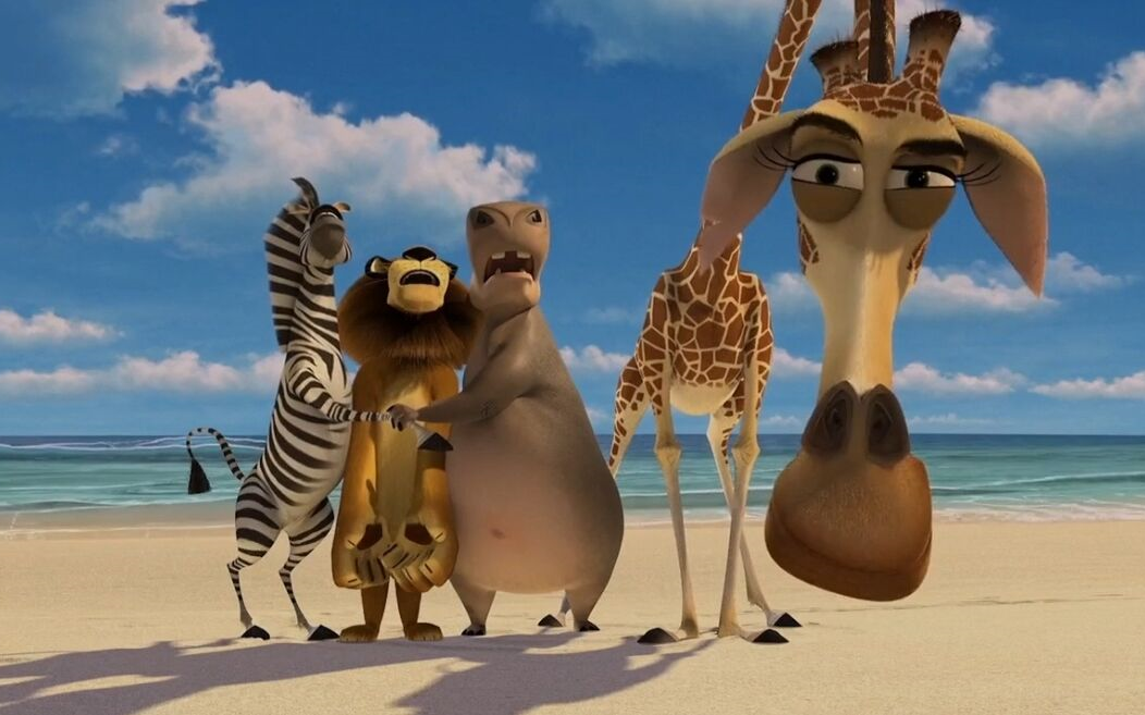 《马达加斯加》英语配音消音视频 4人 简单