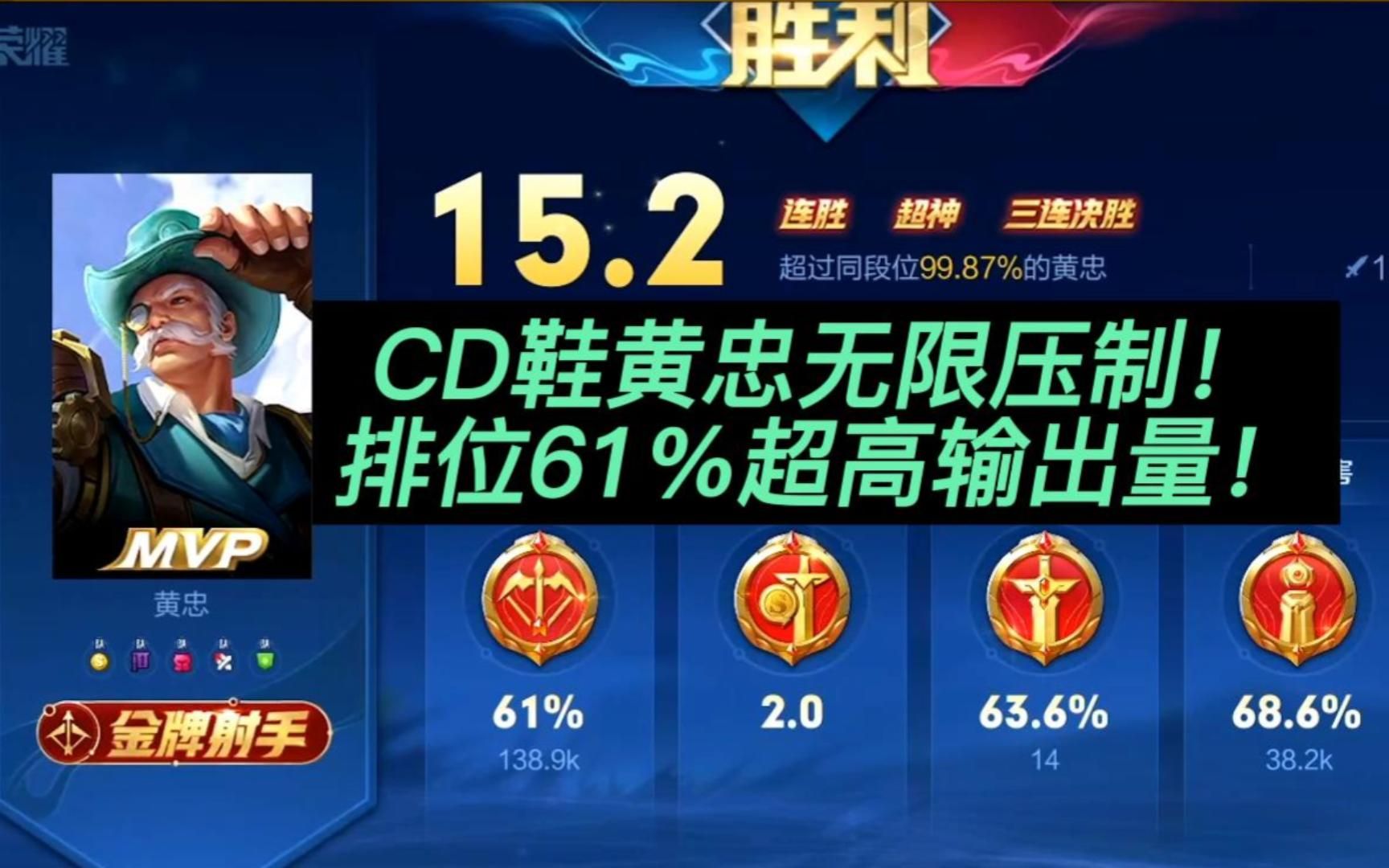 独创新打法出装CD鞋黄忠?新赛季排位打出60%超高输出!哔哩哔哩bilibili