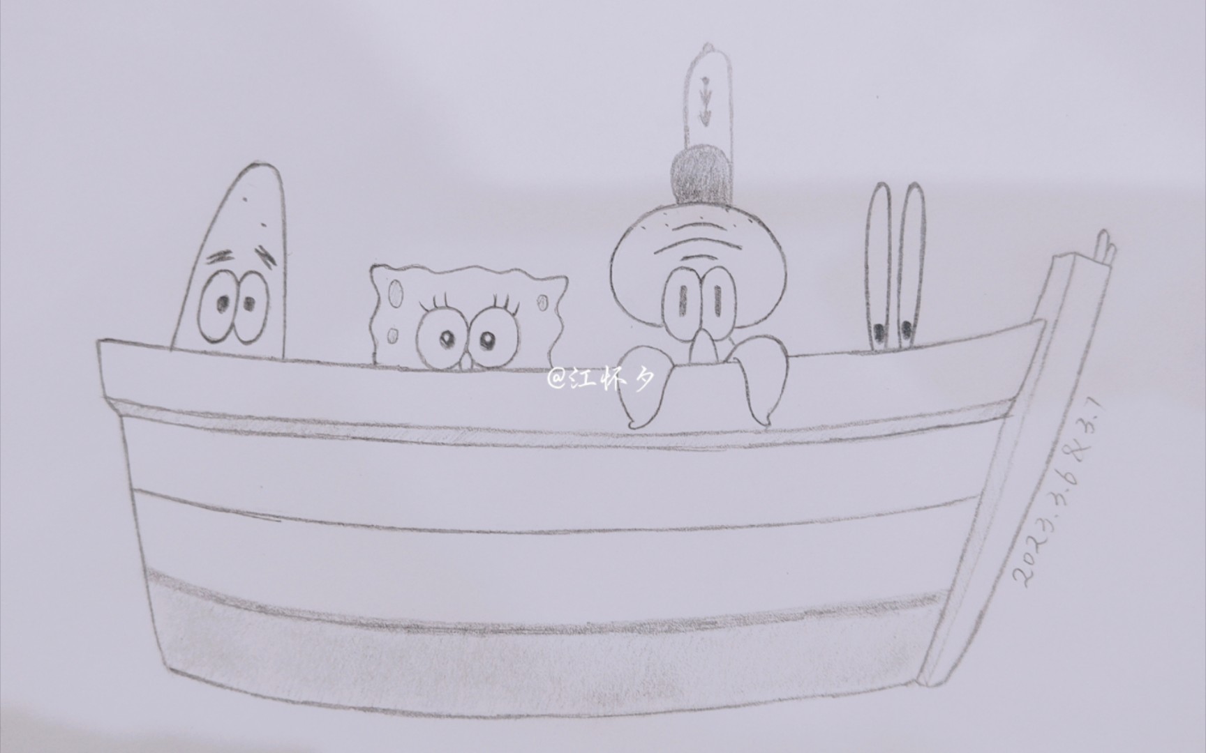 简笔画91海绵宝宝 章鱼哥 派大星 蟹老板