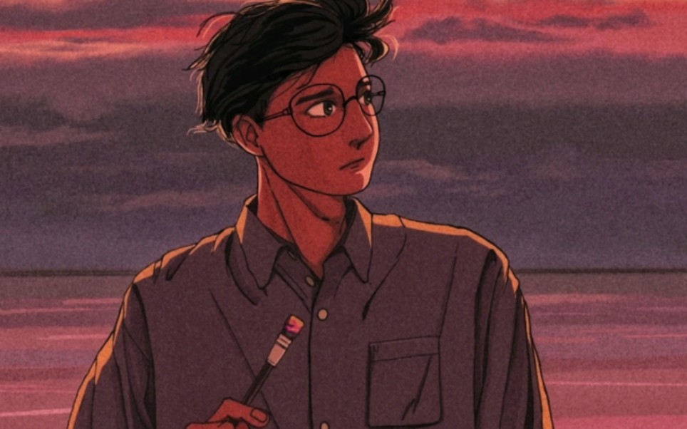 夕阳少年,,,画画过程