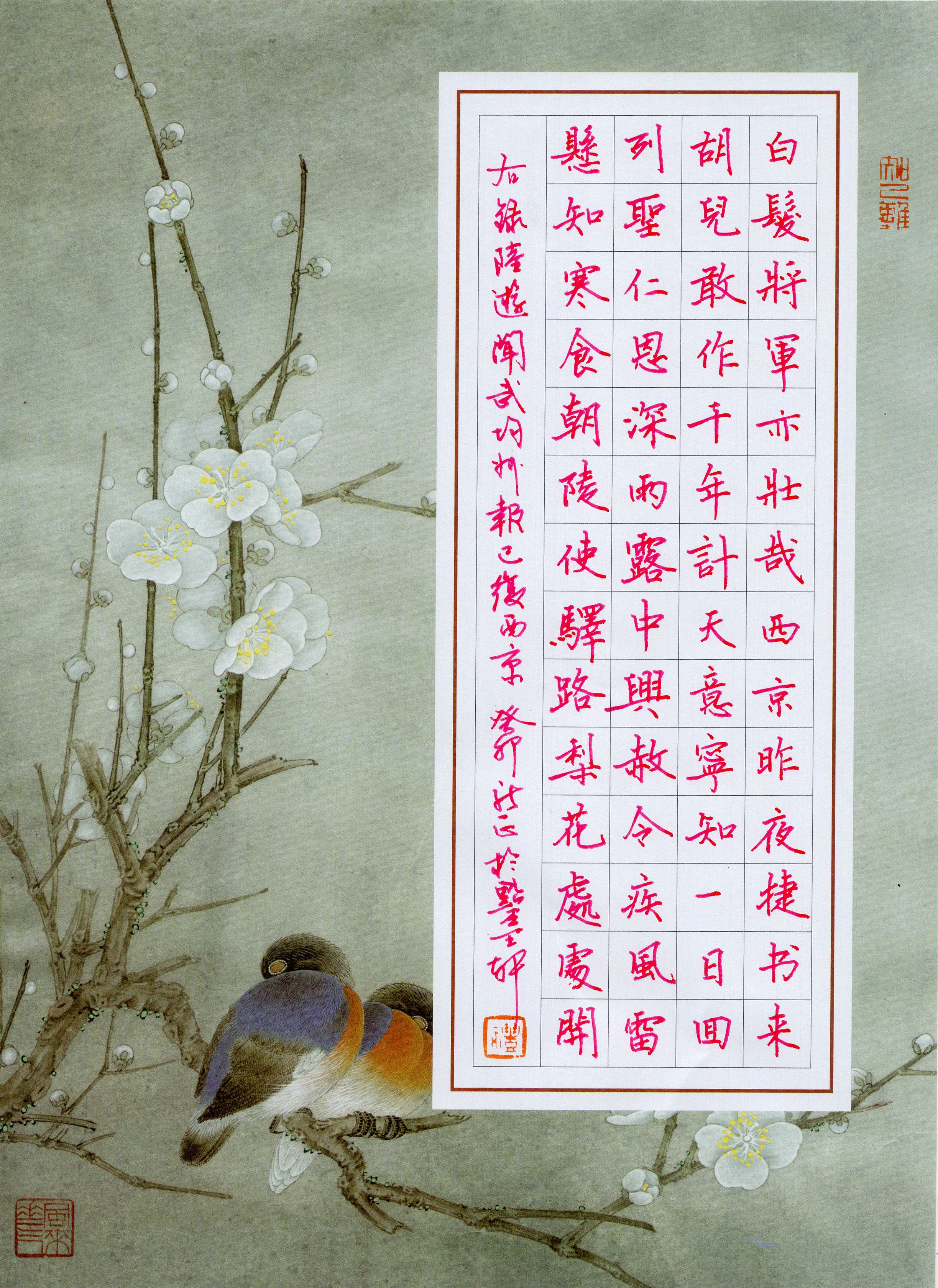 点墨轩陈才老师 硬笔书法作品《陆游闻武均州报已复西京》