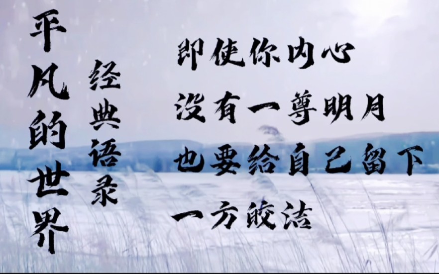 平凡的世界经典语录,即使你内心没有一尊明月,也要给自己留下一方皎洁哔哩哔哩bilibili