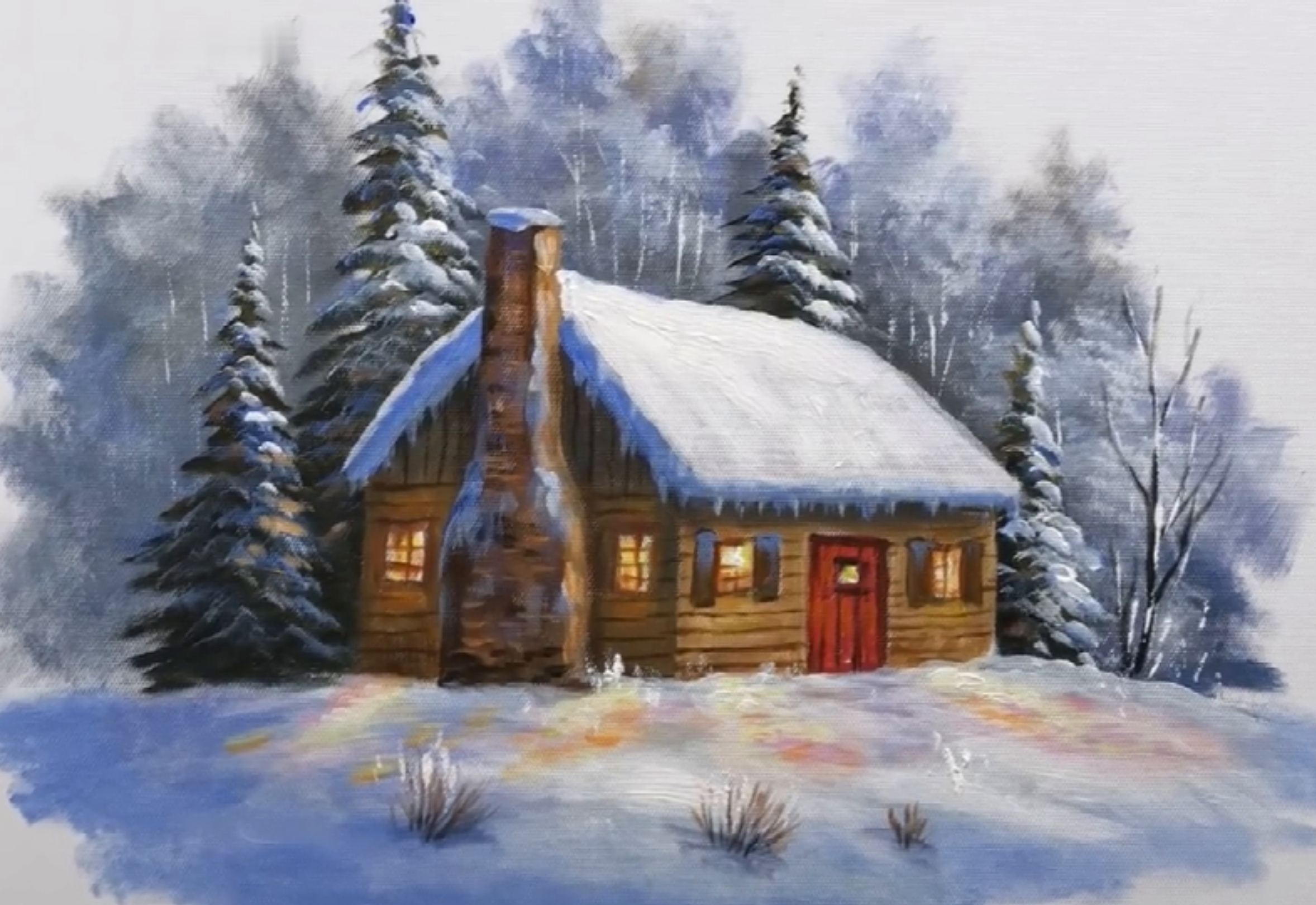 雪世界-冬季的森林小屋