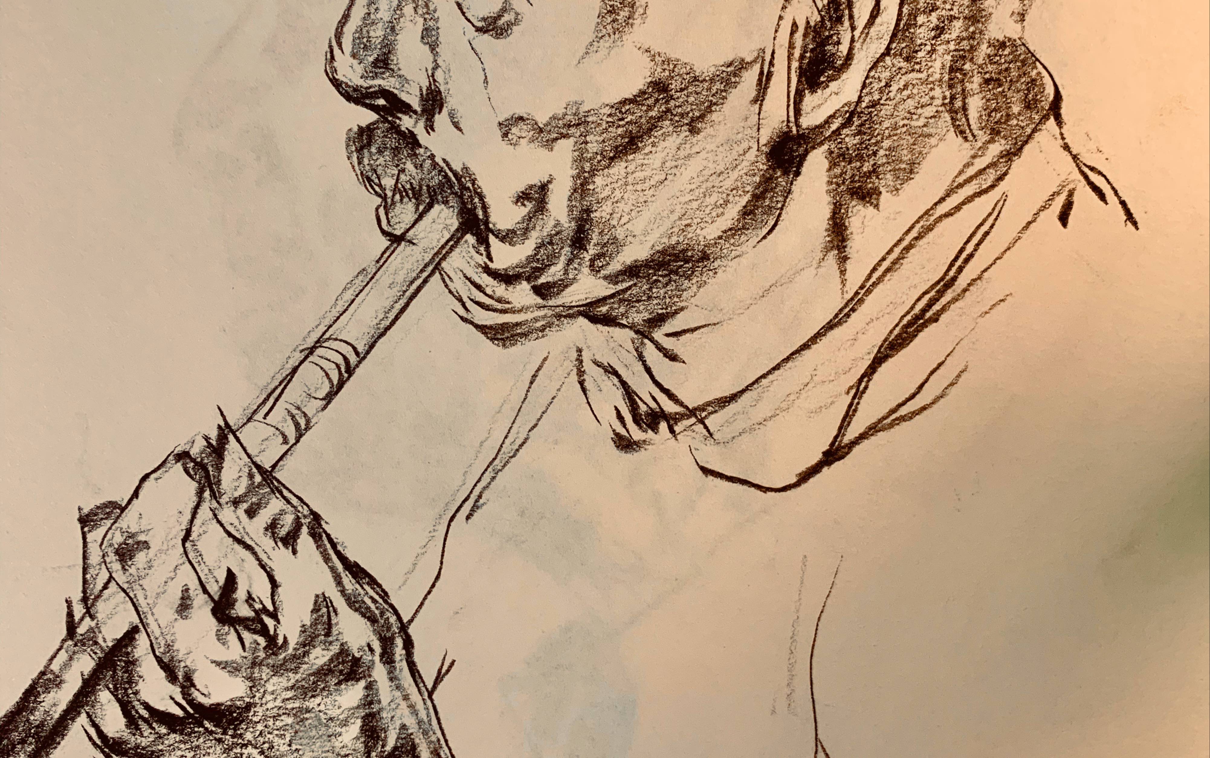 速写手绘头和手的交织大笔触长线条素描教程临摹练习模拟写生