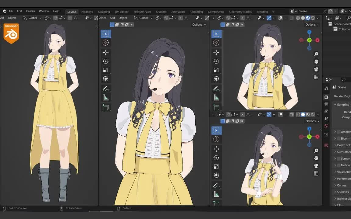 [图]【Blender】创建一个温柔大姐姐~动漫女孩 | 三渲二角色创建全流程