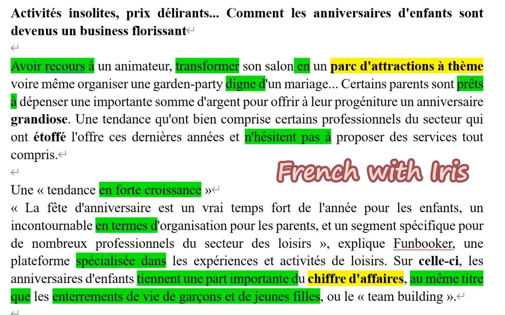 法语报刊阅读 L'industrie florissante des anniversaires d'enfants...哔哩哔哩bilibili