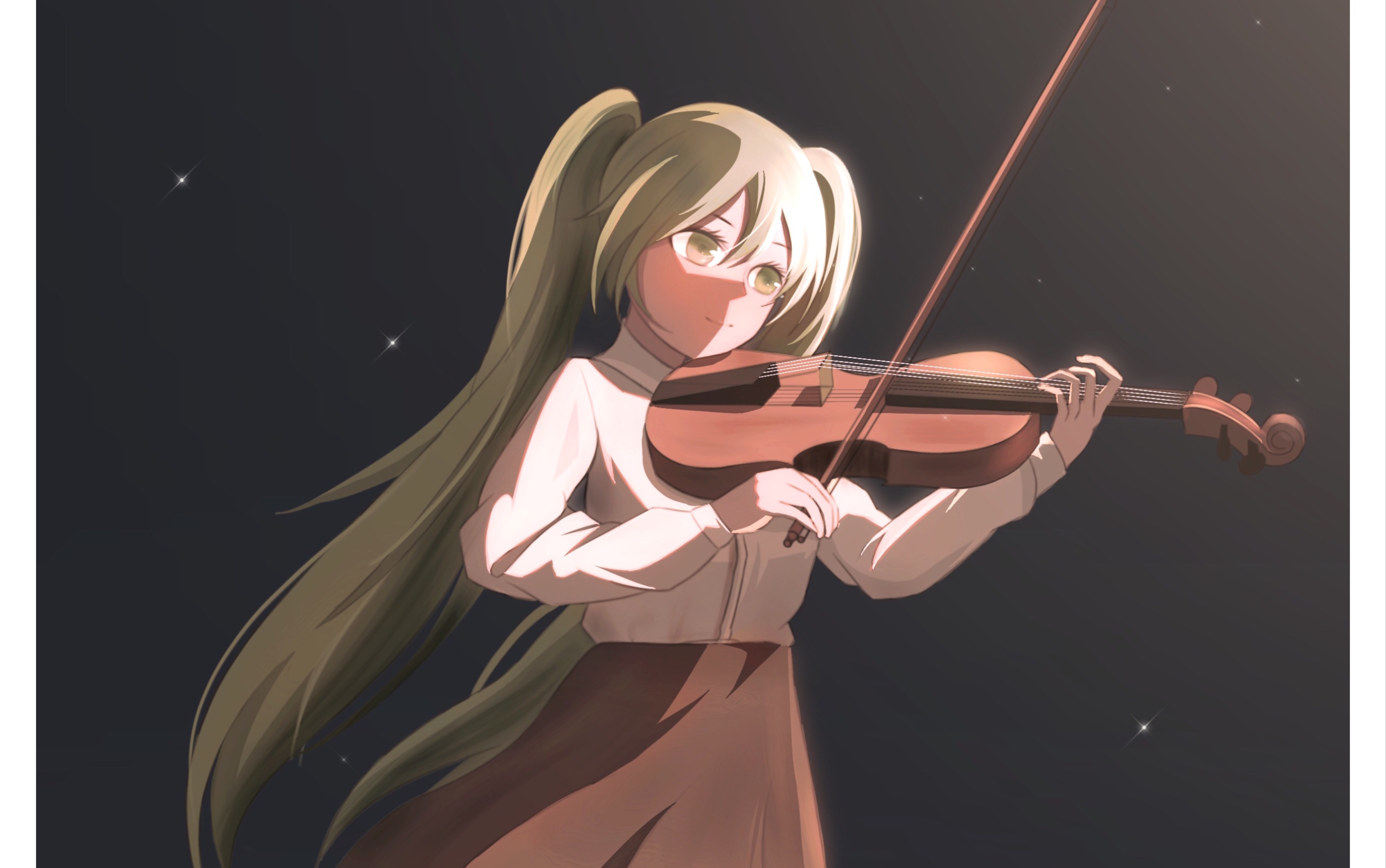 绘画过程小提琴miku