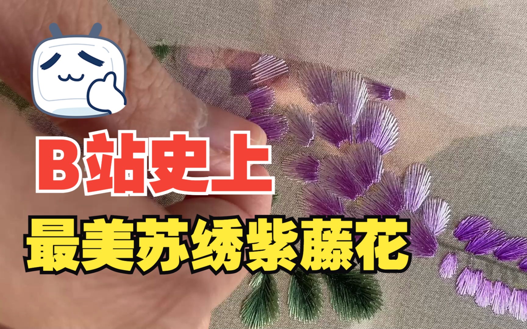 简单易上手小白也能绣的紫藤花 一对一全程录制 手把手教您做刺绣