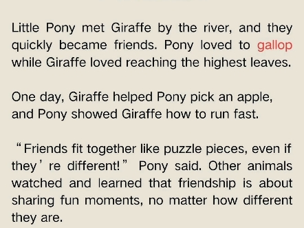 Pony and Giraffe's Friendship小马和长颈鹿的友谊 学习口语方式: 循环听磨耳朵.跟读提高语感.摘抄生词,积累词汇.哔哩哔哩bilibili