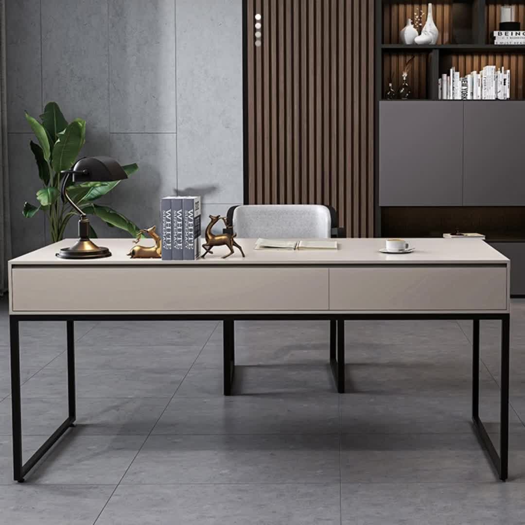 【220元券】意式极简书桌轻奢现代简约家用一字板岩板写字台办公电脑