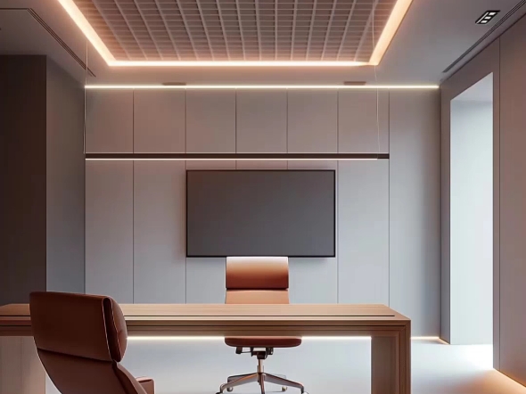 郑州办公室设计公司本美装饰|现代轻奢办公室装修设计方案效果图案例.