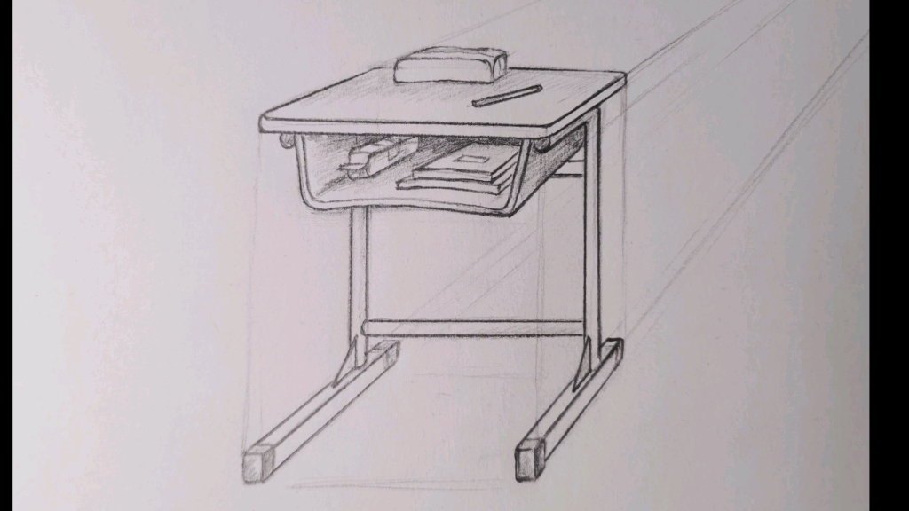 书桌一角素描设计图片