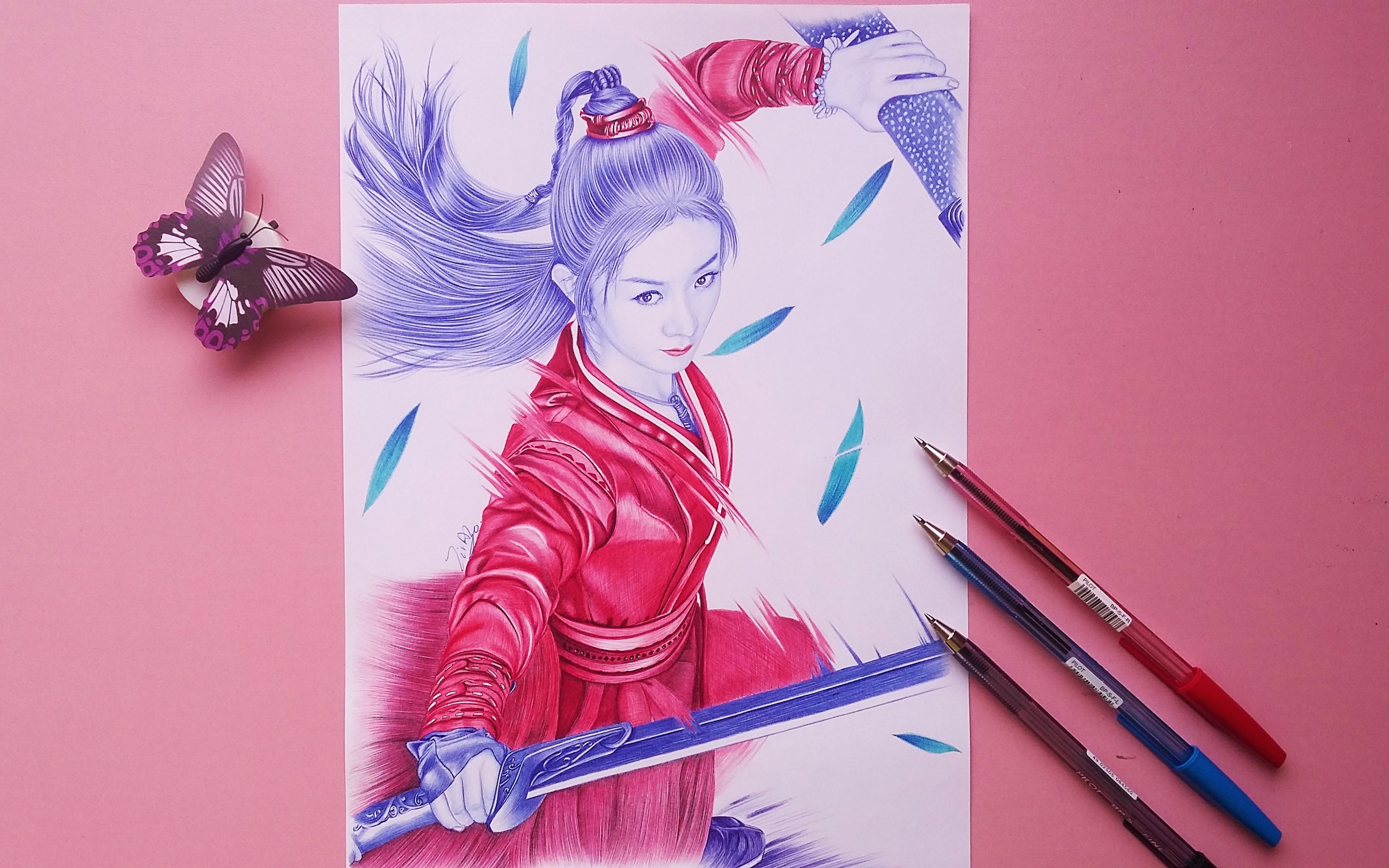 圆珠笔手绘《有翡》赵丽颖