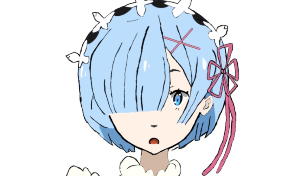 第6天画画,上半身成品蕾姆,画的不好请见谅